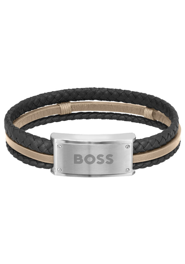 BOSS Armband »Schmuck Edelstahl Armschmuck Lederarmband GALEN«