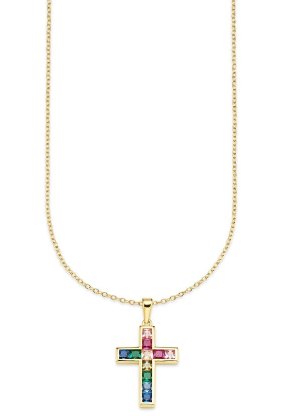 Bruno Banani Kette mit Anhänger »Schmuck Geschenk Silber 925 Halsschmuck Halskette Regenbogen Kreuz«