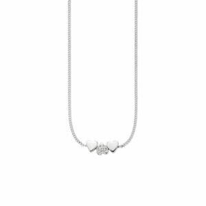 CAÏ Collierkettchen »925/- Sterling Silber rhodiniert Zirkonia Herzen«