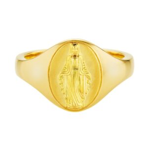 CAÏ Fingerring »925 Silber vergoldet Madonna Siegelring«