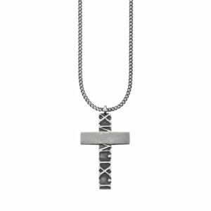 CAÏ Kette mit Anhänger »925/- Sterling Silber matt-oxidiert Kreuz«