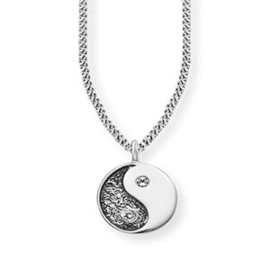 CAÏ Kette mit Anhänger »925/- Sterling Silber rhodiniert Zirkonia Yin Yang«