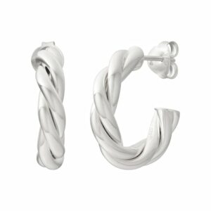 CAÏ Paar Creolen »925 Sterling Silber rhodiniert twisted medium«