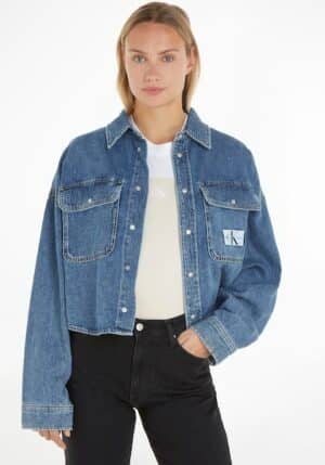 Calvin Klein Jeans Jeansbluse »OVERSIZED CROP ROUNDED HEM SHIRT«