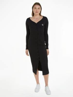 Calvin Klein Jeans Jerseykleid »LABEL LONG SLEEVE RIB DRESS«