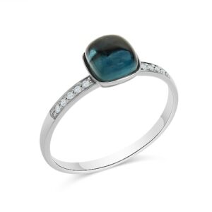 Diamonds by Ellen K. Fingerring »585 Gold Blautopas Diamant 0