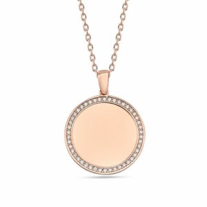 dKeniz Kette mit Anhänger »925/- Sterling Silber rosévergoldet Kreis Plättchen«