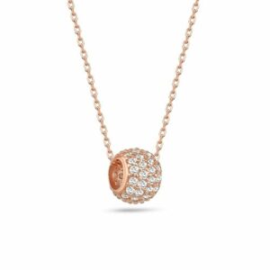 dKeniz Kette mit Anhänger »925/- Sterling Silber rosévergoldet Kugel-Pave-Kette«