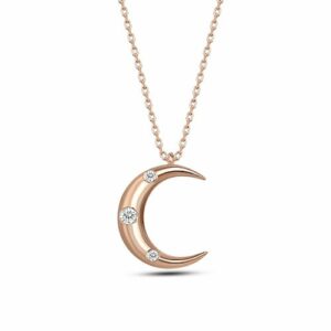 dKeniz Kette mit Anhänger »925/- Sterling Silber rosévergoldet Mond Silberkette«