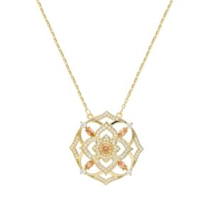 dKeniz Kette mit Anhänger »Mandala 8-Eck 925/- Sterling Silber vergoldet Zirkonia Weiß«