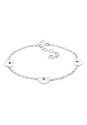 Elli Armband »Kinder Herzen Rosa Kristalle Silber«