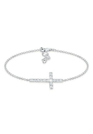 Elli Armband »Kreuz Glaube Kristalle Funkelnd Elegant 925 Silber«