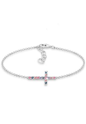 Elli Armband »Kreuz Multi-Color Kristalle 925 Silber«