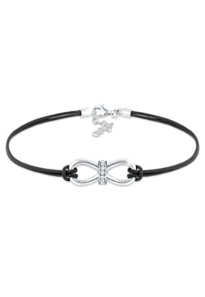 Elli Armband »Leder Infinity Kristalle Silber«