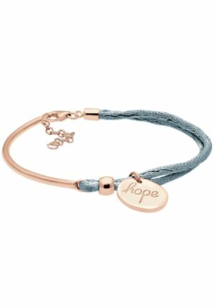 Elli Armband »Satin Grau mit Anhänger "Hope" Schriftzug Rosegold«