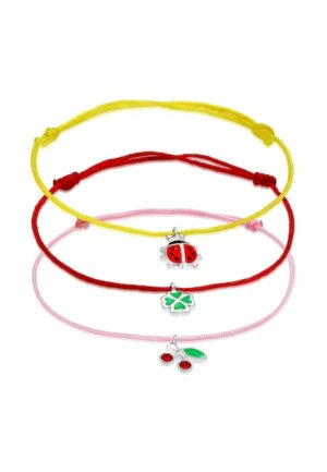 Elli Armband Set »Kinder Marienkäfer Kleeblatt Kirsche (3 tlg.) Set«