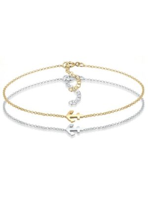 Elli Armband Set »Set Anker Paar Freundschaft Bi-Color 925er Silber«