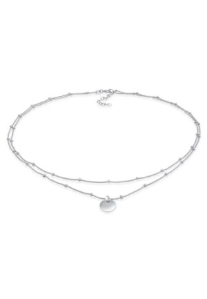 Elli Collier »Choker Layer Plättchen Kugelkette 925 Silber«