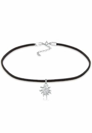 Elli Collier »Choker Tracht Edelweiss Textil Schwarz 925 Silber«