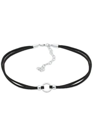 Elli Collier »Halsband schwarz Choker mit Kreis 925 Silber«