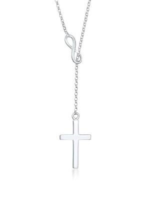 Elli Collierkettchen »Y-Kette mit Kreuz und Infinity Symbol 925 Silber«