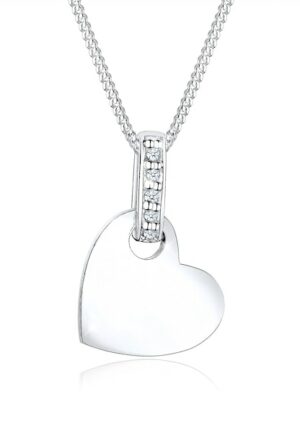 Elli DIAMONDS Collierkettchen »Herz Liebe Diamant (0.025 ct.) 925 Silber«