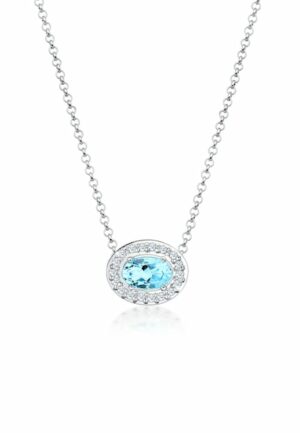 Elli DIAMONDS Collierkettchen »Topas Blau Oval Diamanten (0.18 ct.) 925 Silber«