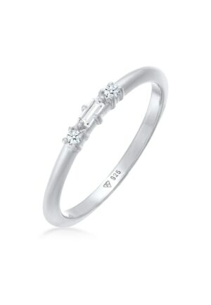 Elli DIAMONDS Fingerring »Verlobungsring Diamant (0.03 ct.) Rechteck 925 Silber«