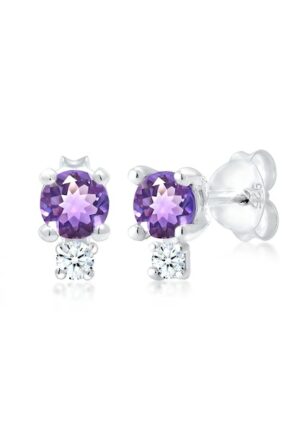 Elli DIAMONDS Paar Ohrstecker »Amethyst Edelstein Diamant (0.06 ct.) 925er Silber«