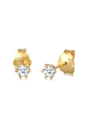 Elli DIAMONDS Paar Ohrstecker »Elegant Klassisch Diamant (0.12 ct.) 585 Gelbgold«