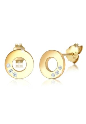 Elli DIAMONDS Paar Ohrstecker »Kreis Geo Elegant Diamant (0.03 ct.) 585 Gelbgold«