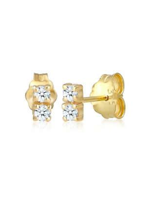 Elli DIAMONDS Paar Ohrstecker »Ohrstecker Duo Diamant (0.12 ct.) 375 Gelbgold«