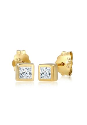 Elli DIAMONDS Paar Ohrstecker »Prinzessschliff Diamant (0.2 ct.) 585er Gelbgold«