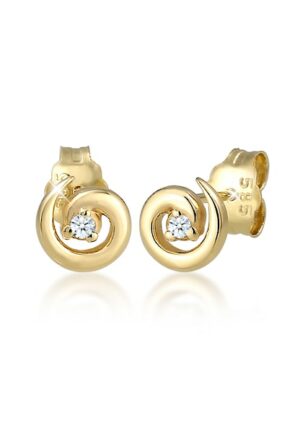 Elli DIAMONDS Paar Ohrstecker »Stecker Spirale Diamanten (0.03 ct) 585er Gelbgold«