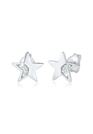 Elli DIAMONDS Paar Ohrstecker »Stern Star Diamanten (0.03 ct) Stecker 925 Silber«