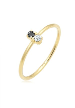 Elli DIAMONDS Verlobungsring »Bi-Color Schwarzer Diamant (0.06 ct.) 375 Gelbgold«