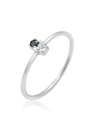 Elli DIAMONDS Verlobungsring »Bi-Color Schwarzer Diamant (0.06 ct.) 925 Silber«