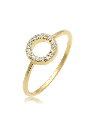 Elli DIAMONDS Verlobungsring »Kreis Geo Diamant Verlobung 0.08 ct. 375 Gelbgold«
