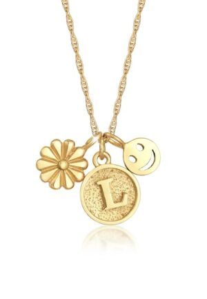 Elli Kette mit Anhänger »Blume Smiling Flower Disc Buchstabe 925 Silber«