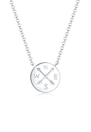 Elli Kette mit Anhänger »Kompass Traveler Reise Trend 925er Sterling Silber«