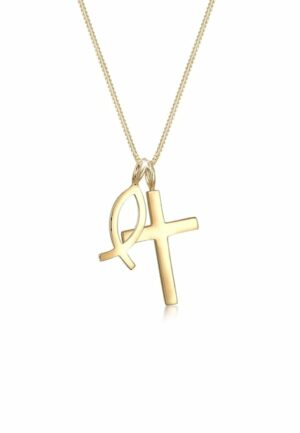 Elli Kette mit Anhänger »Kreuz Fisch Symbol Religion 925 Silber«