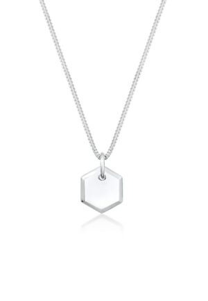 Elli Kette mit Anhänger »Panzerkette Plättchen Hexagon Basic 925 Silber«