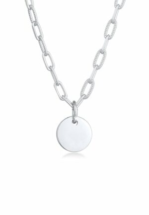 Elli Kette mit Anhänger »Plättchen Coin Gliederkette Trend 925 Silber«