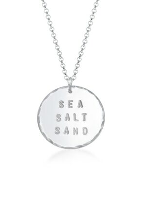 Elli Kette mit Anhänger »Sommer Sea Salt Sand Wording Plättchen 925 Silber«