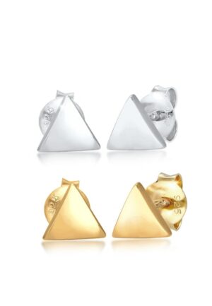 Elli Ohrring-Set »2er Set Dreieck Geo Bicolor Minimal 925 Silber«