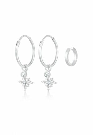 Elli Ohrring-Set »Creolen Stern Earcuff (2 tlg) 925 Silber«