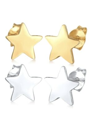 Elli Ohrring-Set »Set Sterne Star Astro Bi-Color 925 Sterling Silber«