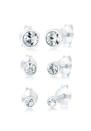 Elli Ohrring-Set »Stecker Kristalle (3 tlg) 925 Silber«