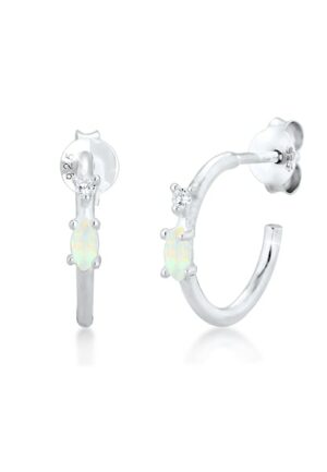 Elli Paar Creolen »Stecker Opal Marquise und Zirkonia 925 Silber«