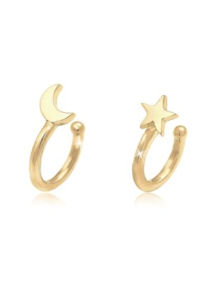 Elli Paar Ohrhaken »Earcuff Klemme Halbmond Stern Astro 925 Silber«